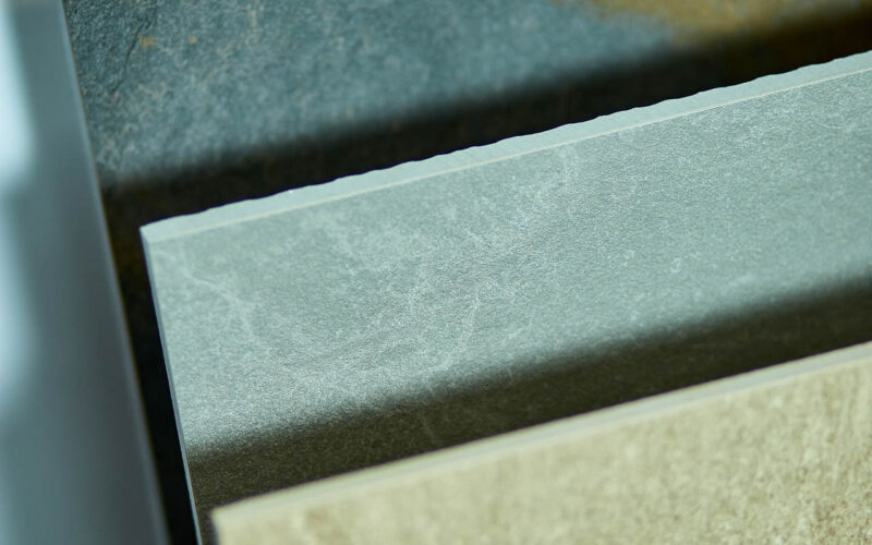 Tiles Various decorative tiles samples. Colorful samples of a stone tile in store. Copy space.